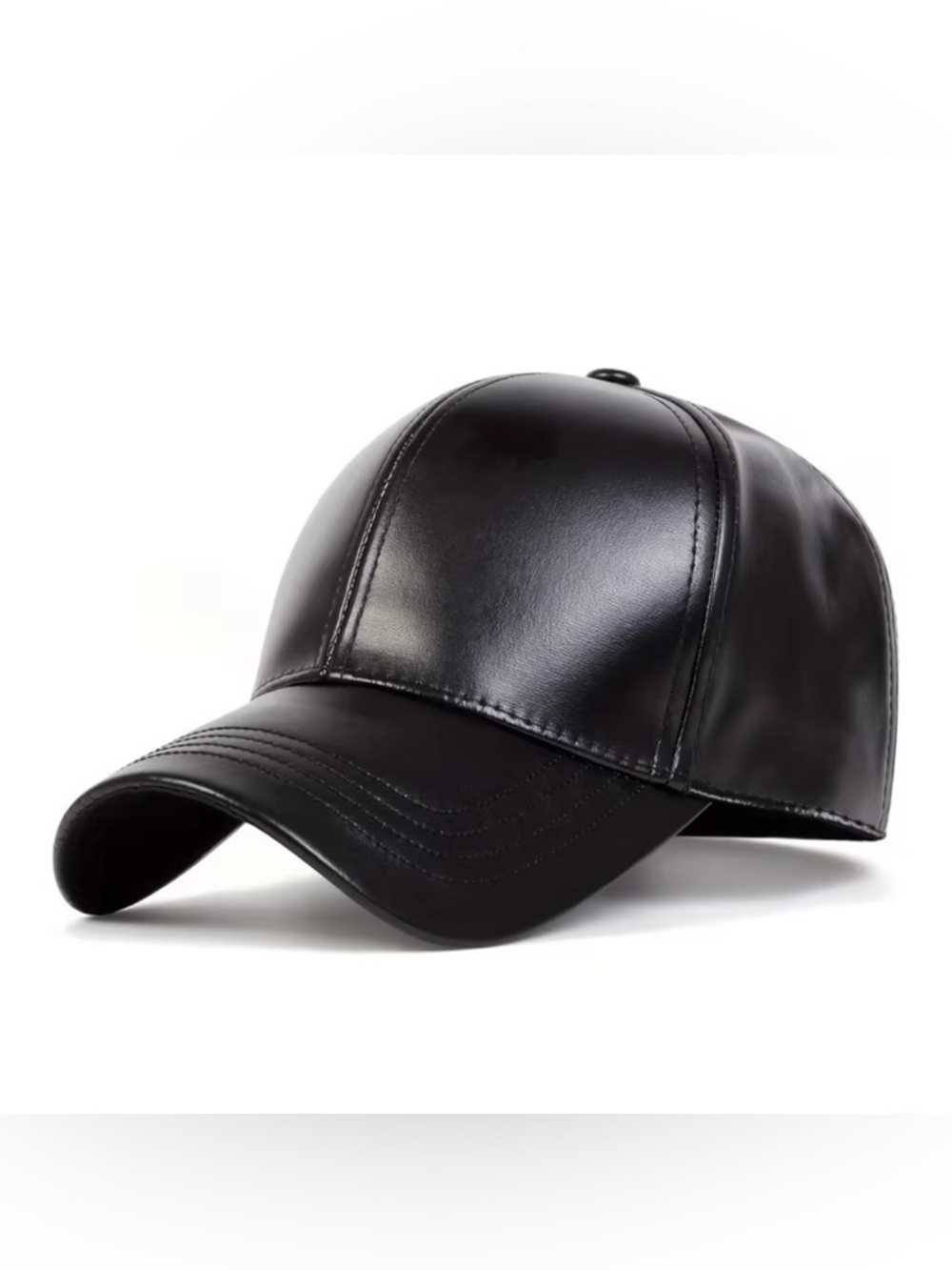 NWOT Black Faux Leather Baseball Cap